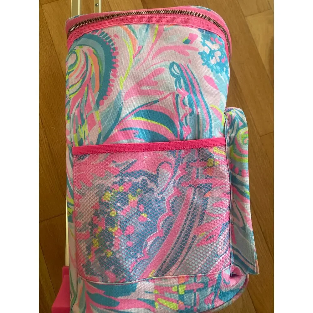 Lilly Pulitzer Suitcase Insulated Rolling Cooler Bag Pink Carnivale Coral Rare